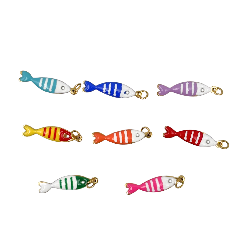 Breloques sardine émaillé 5x19mm