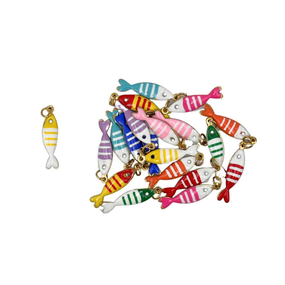 Breloques sardine émaillé 5x19mm