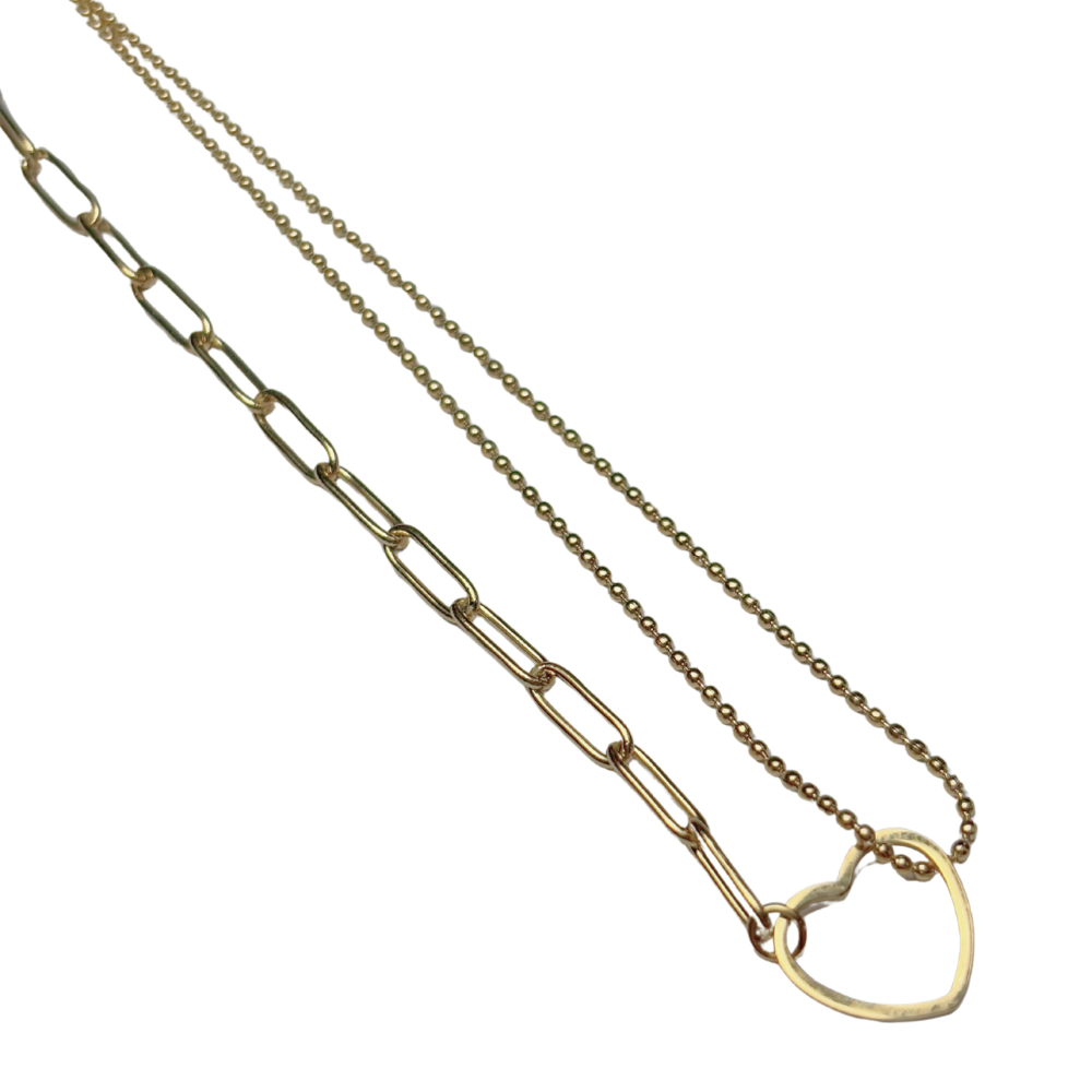 Collier bille et rectangle avec coeur