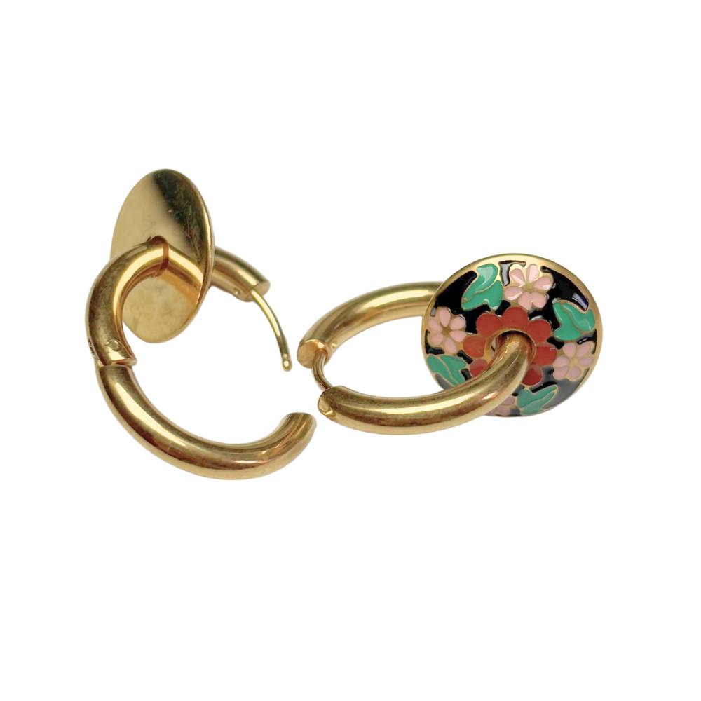 Boucles d'oreilles Pendentif Fleurs 15x24mm