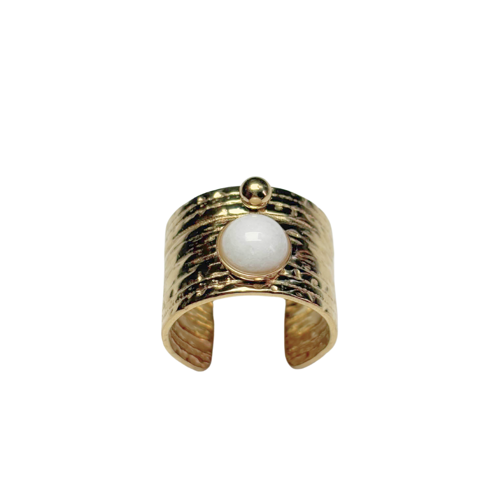 Bague agate blanche 17mm