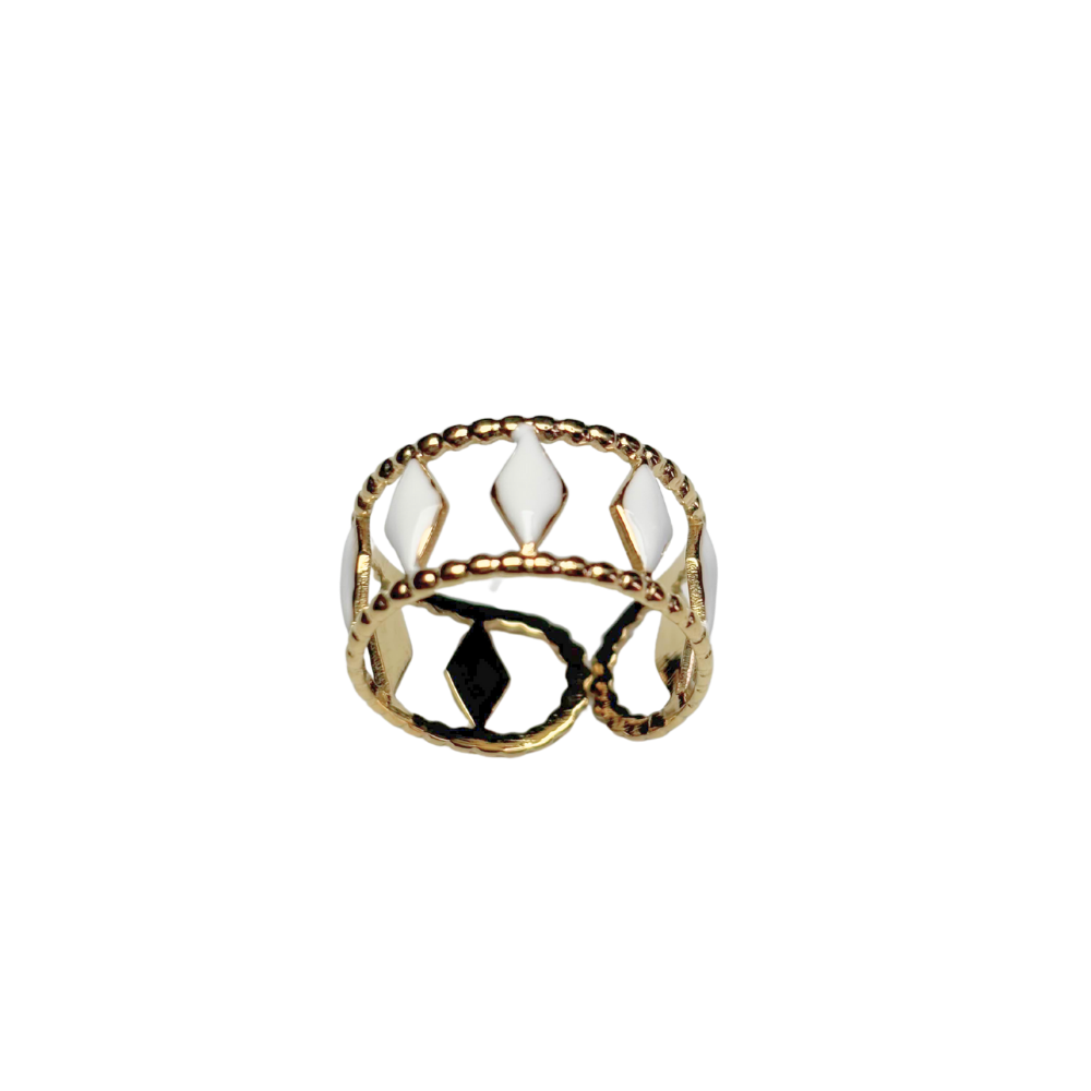 Weißer Emaille-Ring