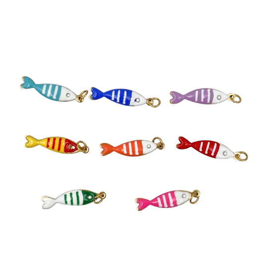 Breloques sardine émaillé 5x19mm