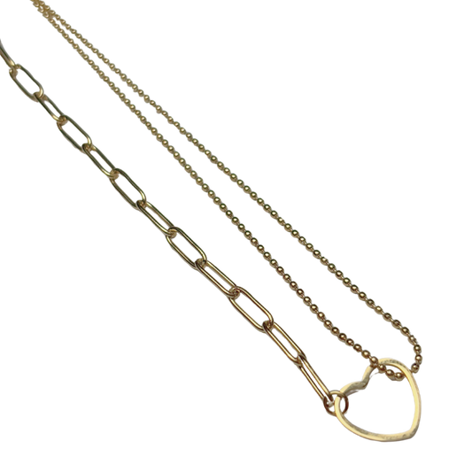 Collier bille et rectangle avec coeur
