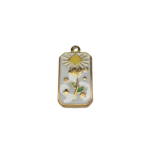 Pendentifs émaillés fleur 13x22