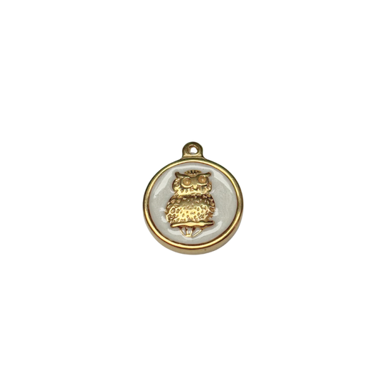 Pendentif émaillés hibou 16x19mm
