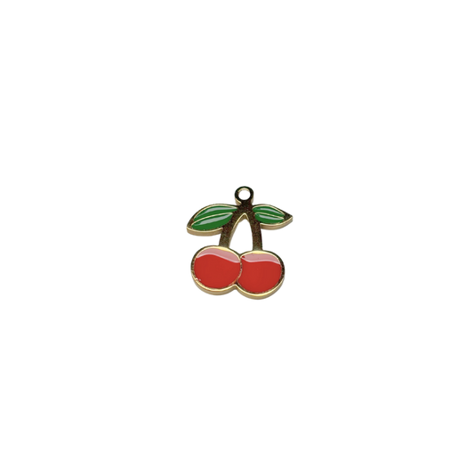 Breloques émaillées cerises 13x15mm