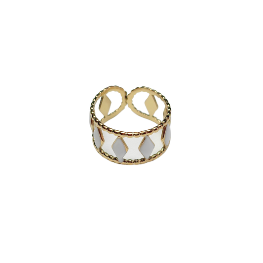 Bague blanc émail