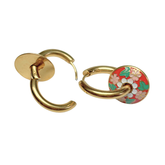 Boucles d'oreilles Pendentif Fleurs 15x24mm